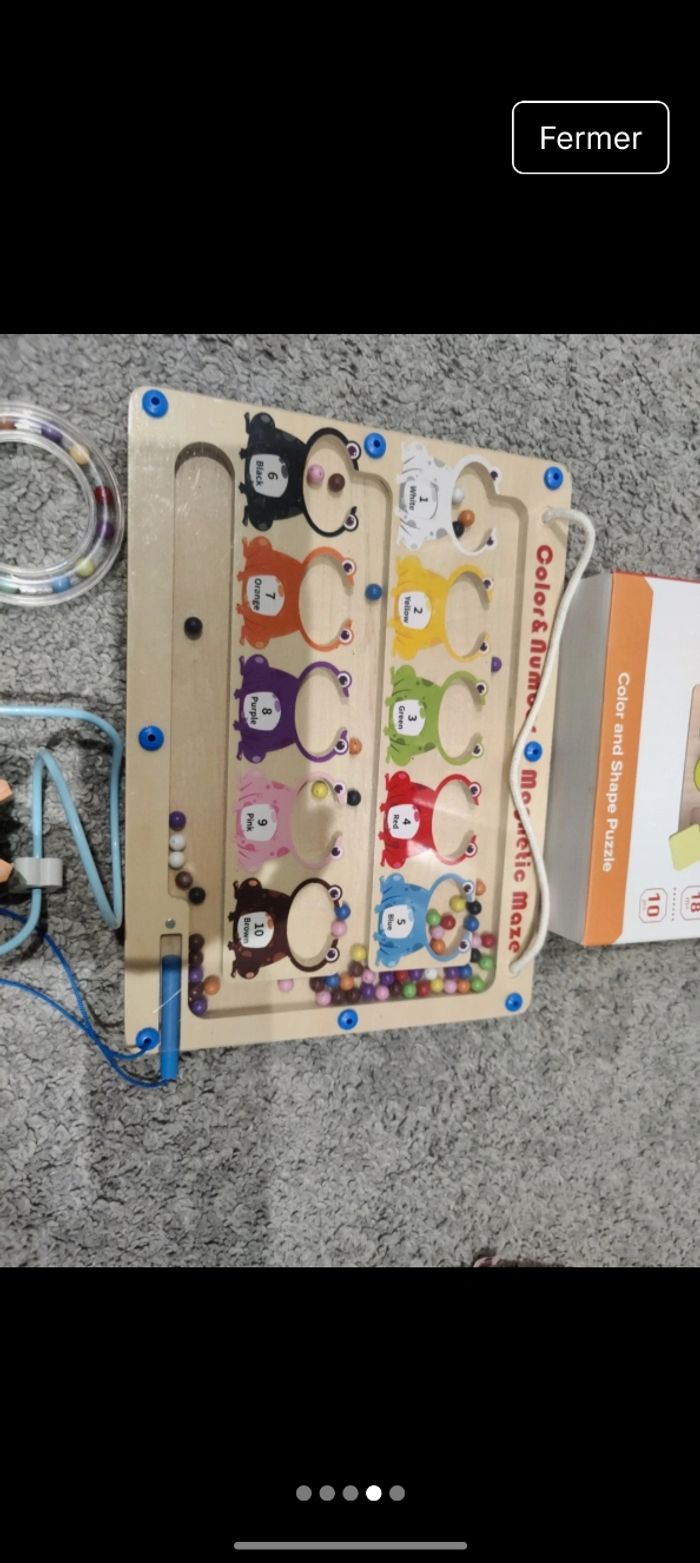 Lot jeux enfants Montessori à empiler puzzle nombre couleurs - photo numéro 4