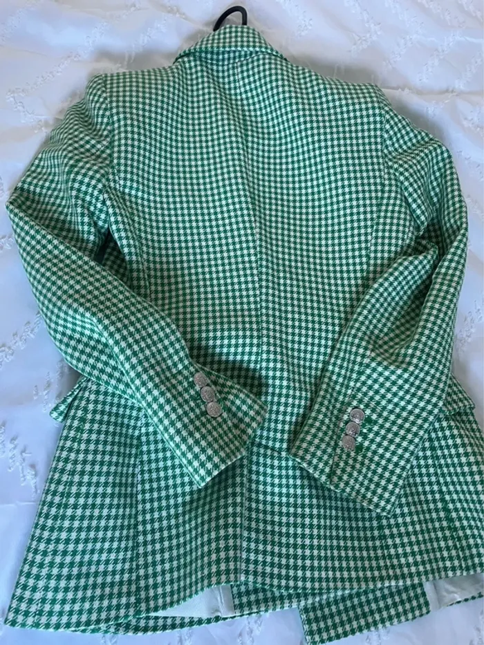 Zara veste blazer tailleur vichy à boutonnage croisé taille XS - photo numéro 13