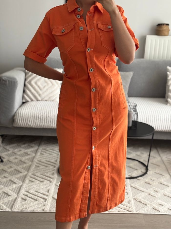 Robe en jean orange ICHI - photo numéro 4