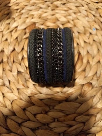 Bracelet métal/tissus rock
