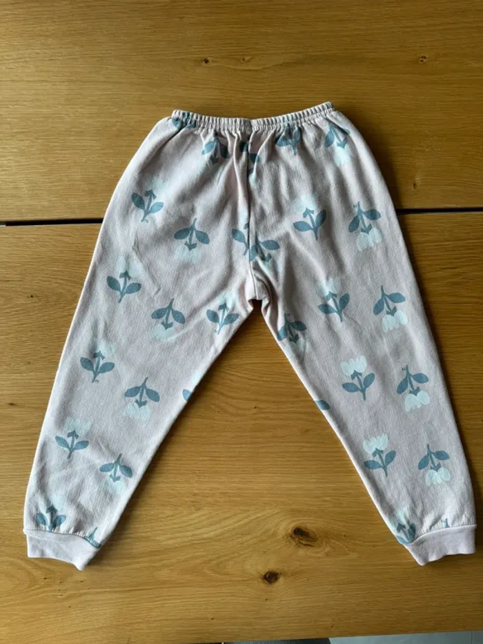 Pyjama 2 pièces ML en molleton rose pâle et fleurs grises/blanches - Taille 4 Ans - photo numéro 13