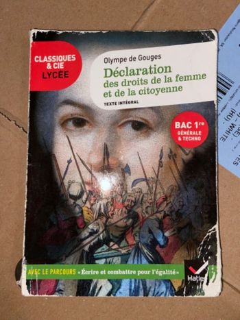Livre déclaration des droits de la femme et de la citoyenne
