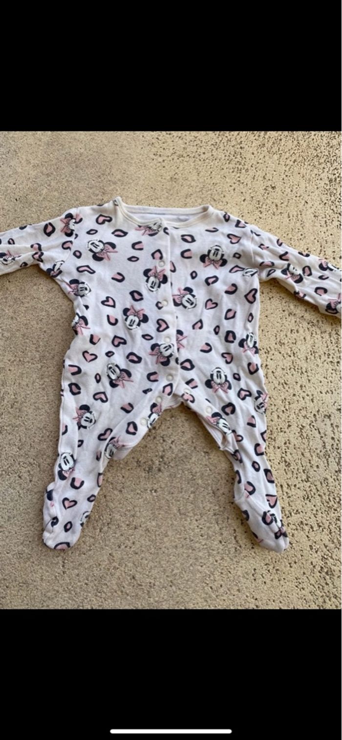 Pyjama disney baby Minnie  Écru noir et rose