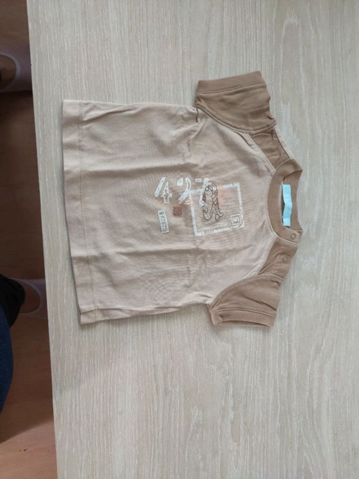 Tee shirt beige marron obaibi 6m