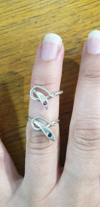 Bague serpent avec rubis ou saphir au choix, argent 925