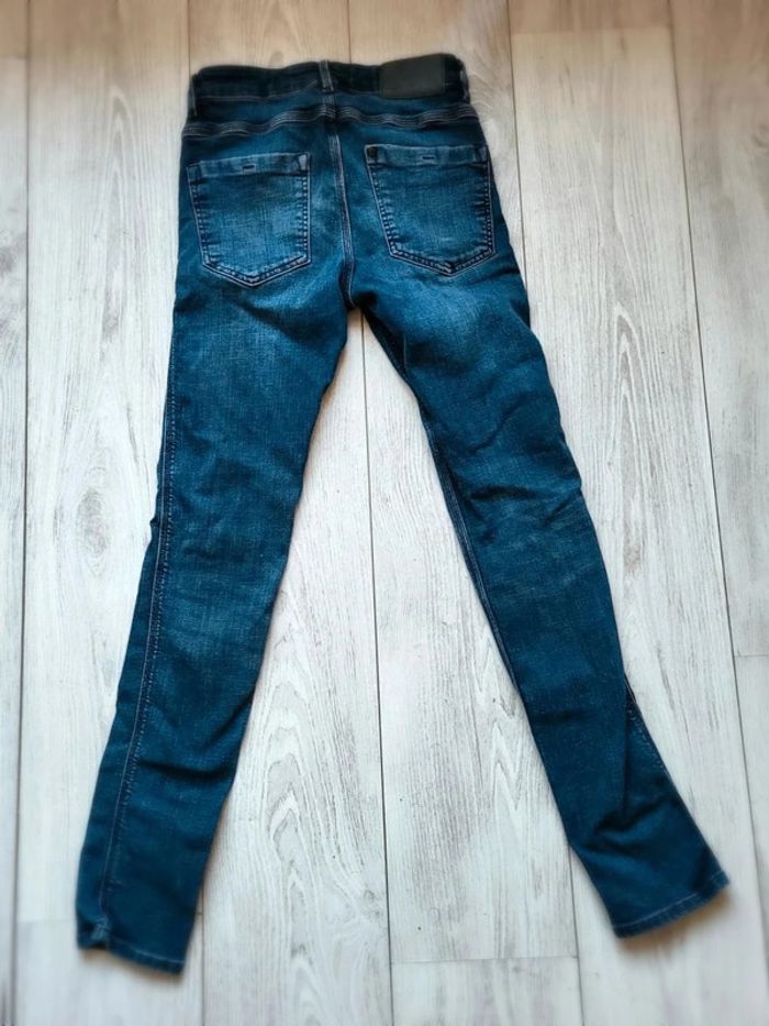 Jean H&M Homme Tech Stretch – Taille 38 FR – coupe slim déchirée – denim bleu extensible - photo numéro 8