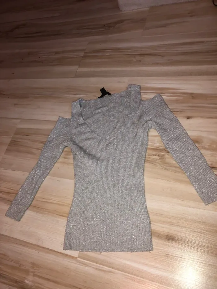 T-shirt Jennyfer à paillettes (gris), S / 36 / 8 - photo numéro 2