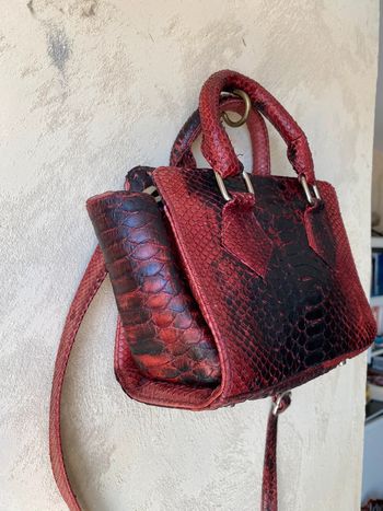 Petit sac à main en cuir exotique rouge