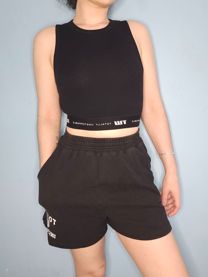 Top noir sans manches élastique streetwear S Tally Weijl - photo numéro 2