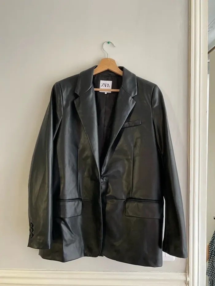 Blazer similicuir noir Zara