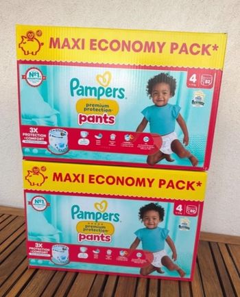 2 cartons de couches pampers premium pants taille 4