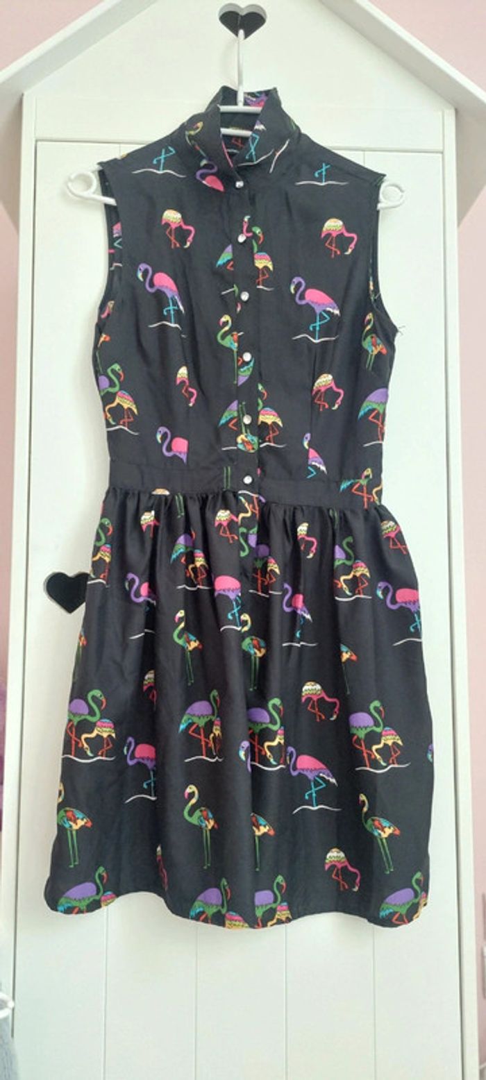 Robe noire avec flamants roses Athmosphere 10 ans - photo numéro 2
