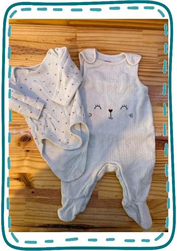 Ensemble salopette + bodies 3mois