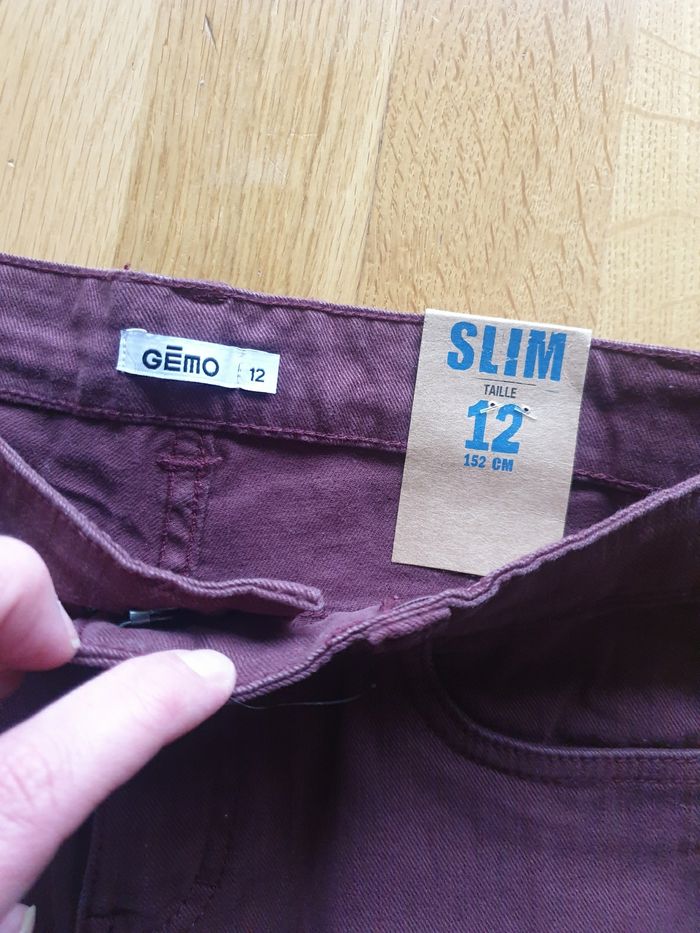 Jean slim 12 ans taille réglable gemo marron bordeaux - photo numéro 2