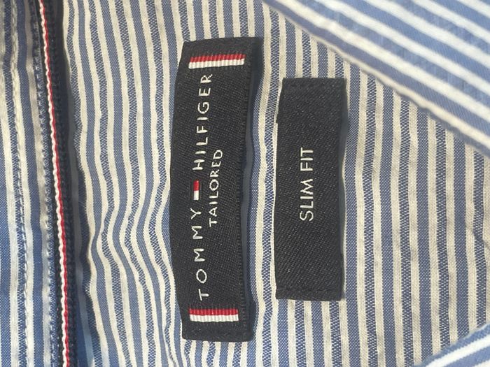 Chemise Tommy Hilfiger rayée bleue Slim Fit taille M - photo numéro 3