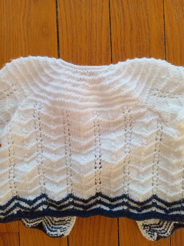 Gilet fille ou garçon, mixte, hiver tricot fait main 1-3 mois - photo numéro 5