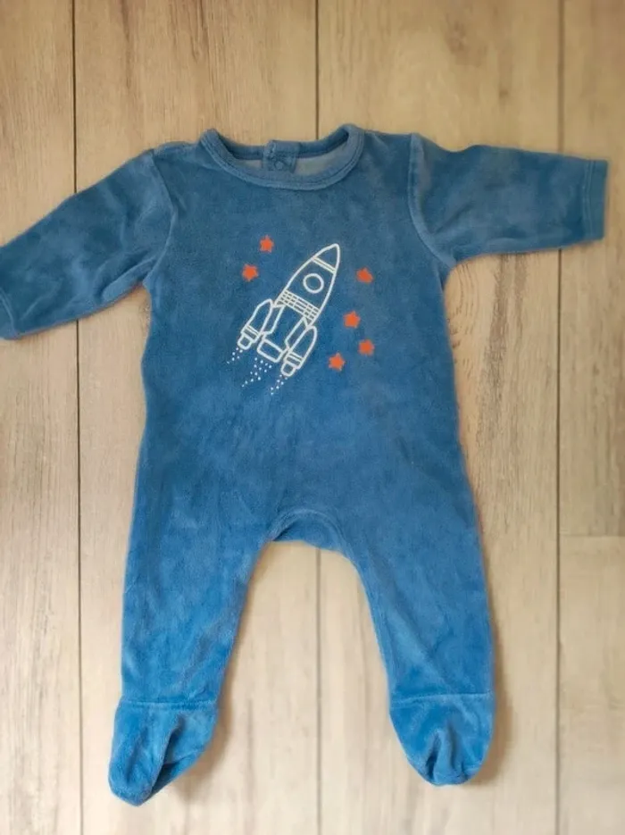 Pyjama velour bleu 3 mois