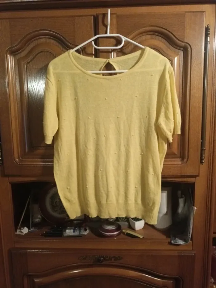 Tee-shirt en acrylique et lin taille 42