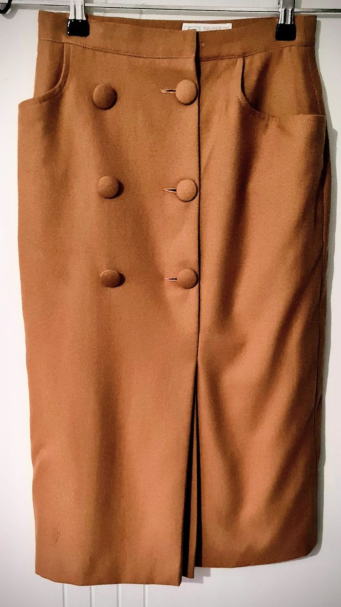 T. 34 (XS) - Jupe droite vintage camel en laine – Emmanuelle Khanh – TBE - photo numéro 2