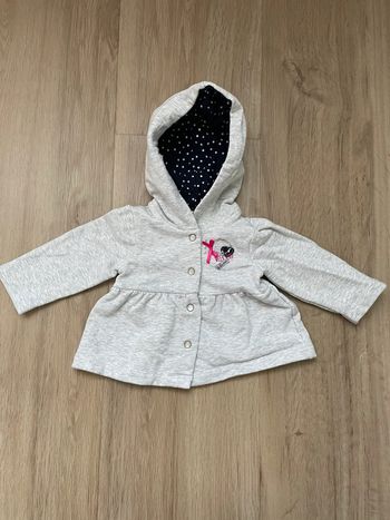 Gilet à capuche Week end à la mer gris 6 mois