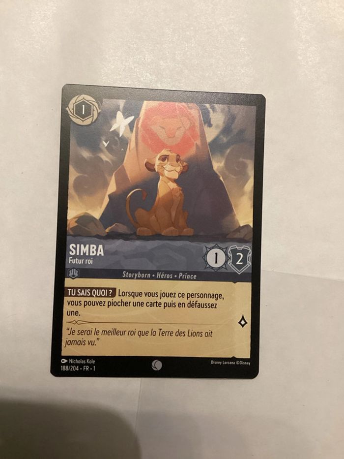 carte disney ravensburger lorcana FR simba héros 188/204.FR.1  Non foil première édition