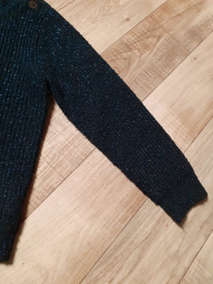 Pull fille bleu marine fils métalliques brillant 4 ans - photo numéro 2