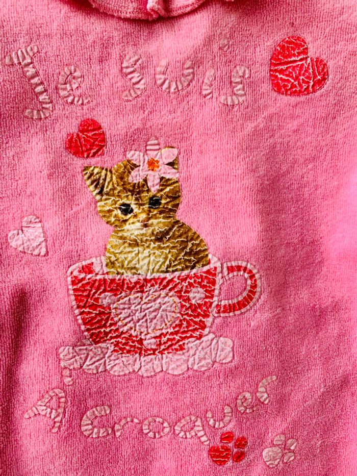 Pyjama chat velours rose -12 mois - photo numéro 3