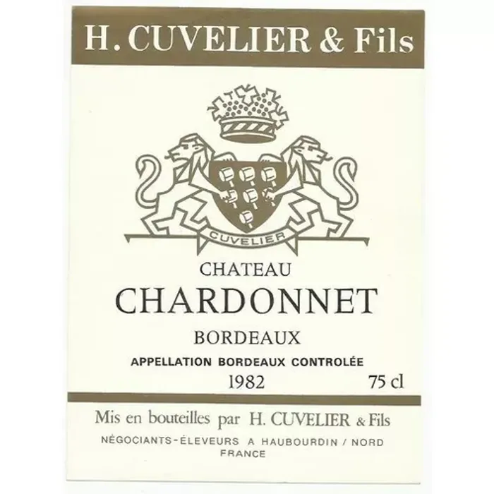 etiquette de vin chateau chardonnet bordeaux 1982 neuf -