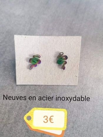 Boucles d'oreilles serpent acier inoxydable multicolore
