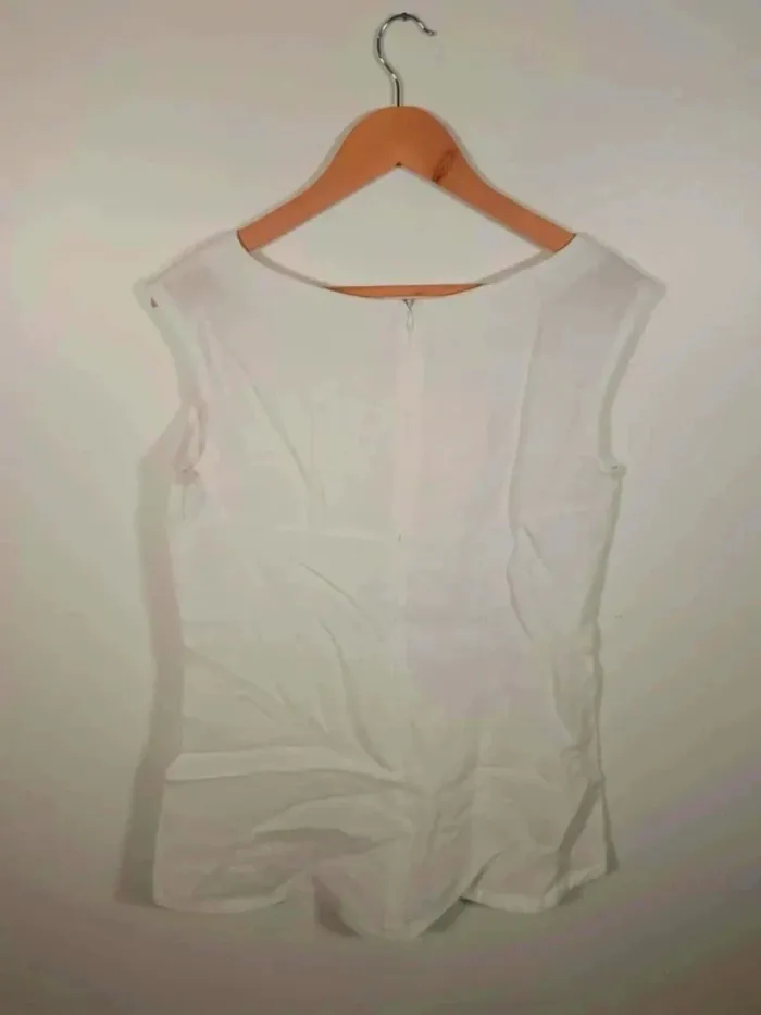 C5 top blanc en lin Imprévu L - photo numéro 2