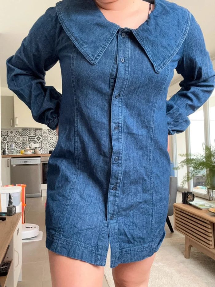 Robe courte en jean baby doll Zara taille XL - photo numéro 4
