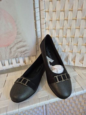 💕Jolie Ballerines noires P38 Comfortissimo - bi-matière chic femme 💕
