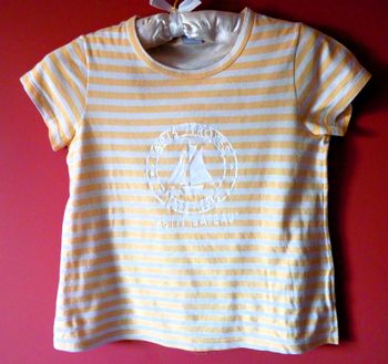 T-shirt Fille Petit Bateau 10 ans marinière TBE Manche courte