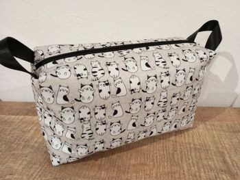 Trousse maquillage chats beige noir et blans