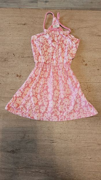 Robe courte d été rose clair et plus foncé, ceintrée, 9th Avenue, 7/8 ans