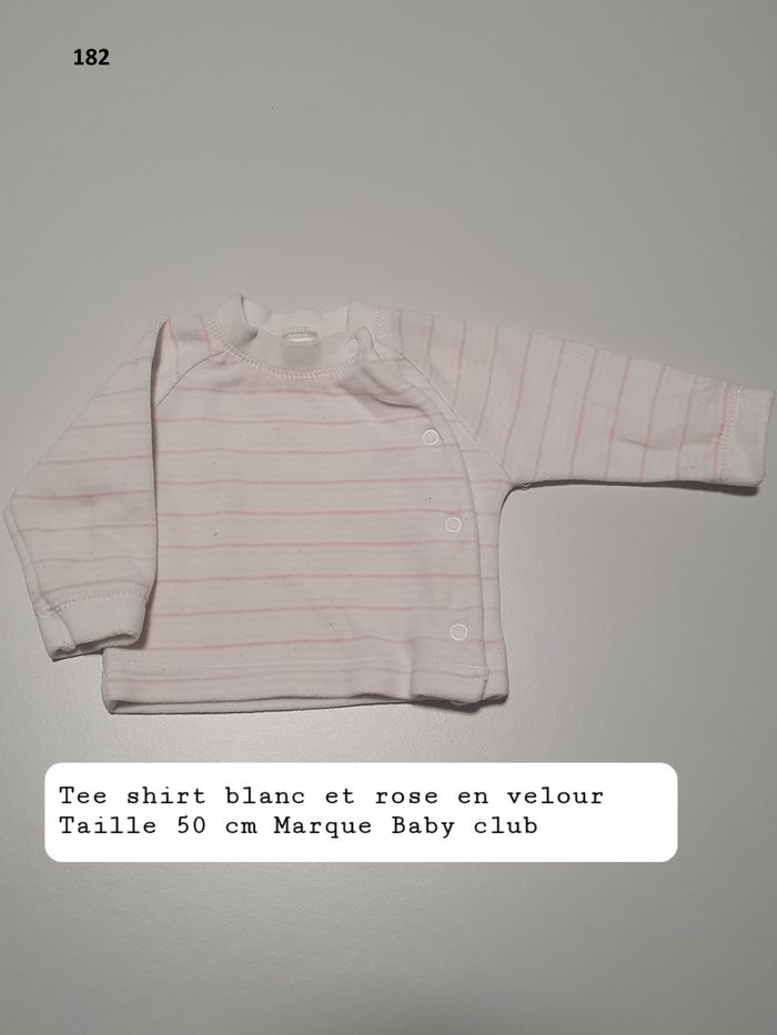 Tee shirt blanc et rose en velour Taille 50 cm