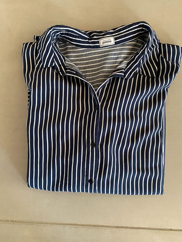 Chemise Pimkie Collection blanche et bleue marine à rayures taille M - photo numéro 19
