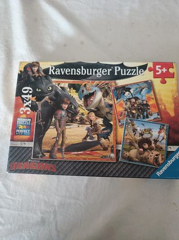 3 puzzles 49 pièces Dragons Crocmou