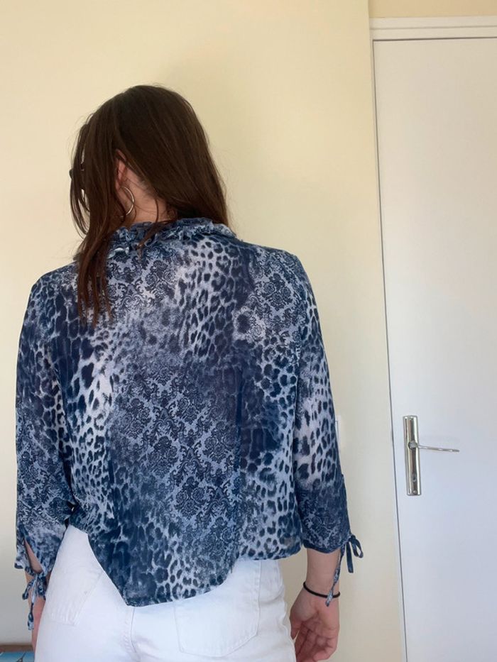Chemise blouse fluide élégante vintage imprimé léopard/ornement - photo numéro 7