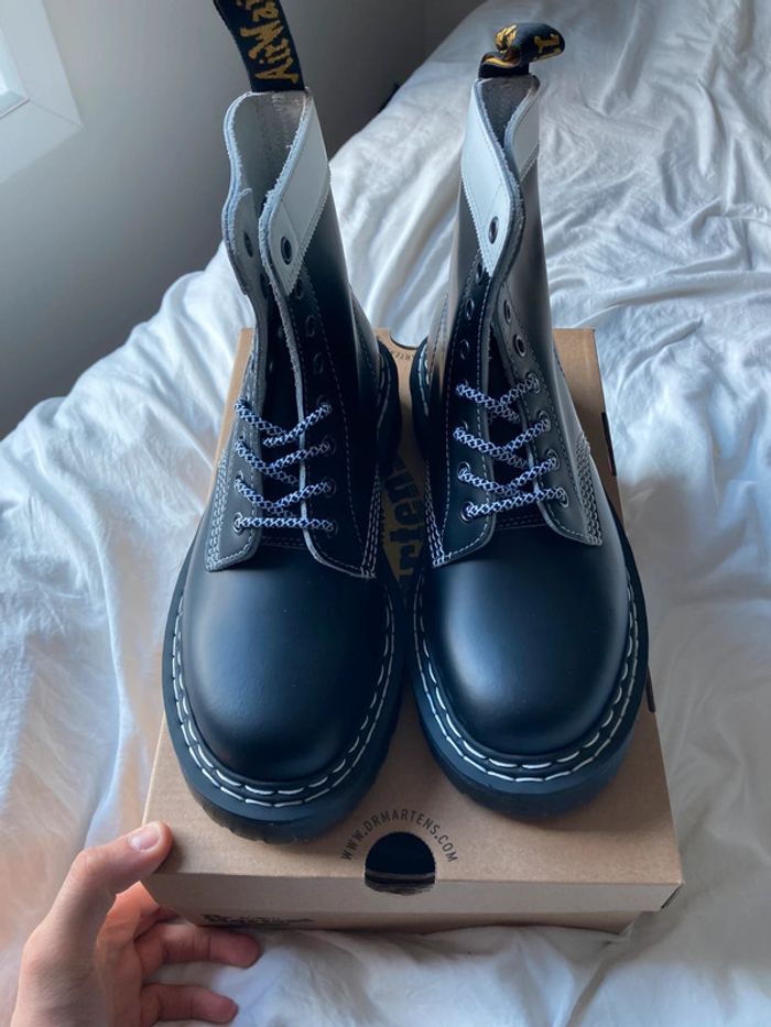 Bottines Femme Dr. Martens 1461 Bex Mono Noir et Blanc – Semelle Épaisse – Taille 38 - photo numéro 8
