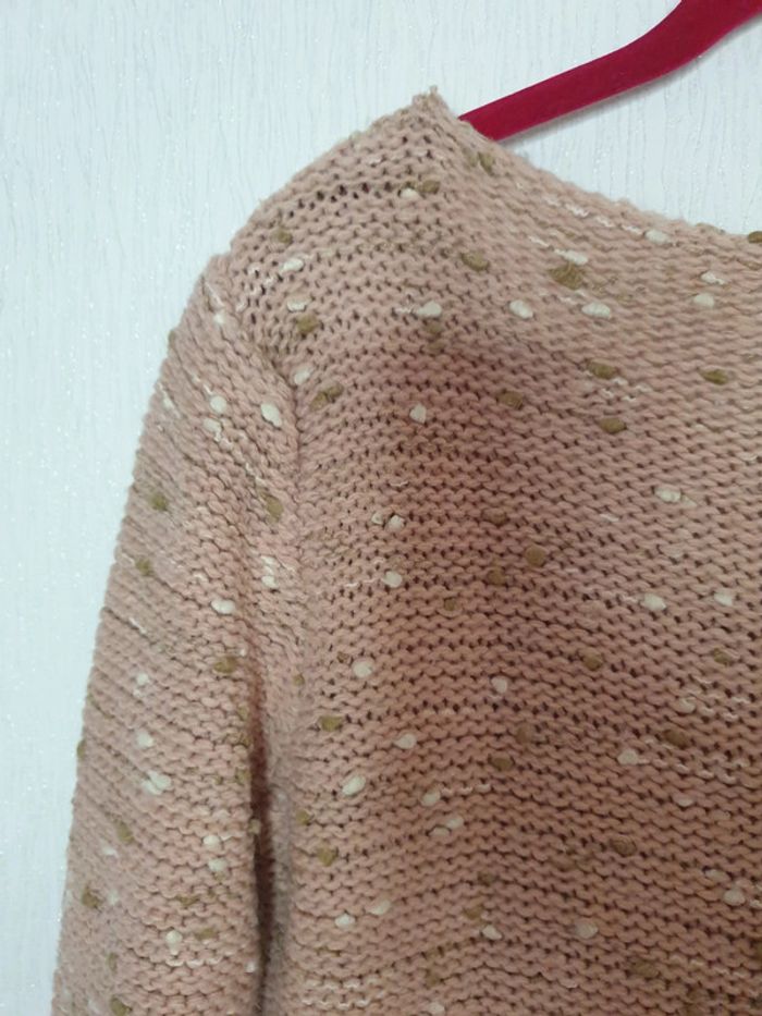 Pull rose avec pois blanc et marron - photo numéro 6