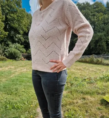 🎀 Superbe pull rose à motif chevrons - Taille 38 - Fashion Private Compagny 🎀