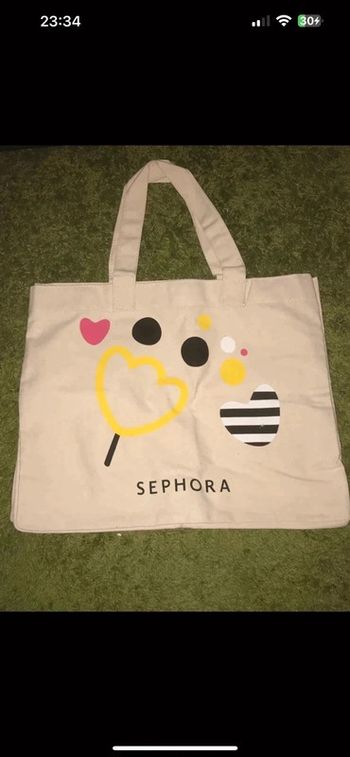 Tote bag sephora jaune rose noir et blanc