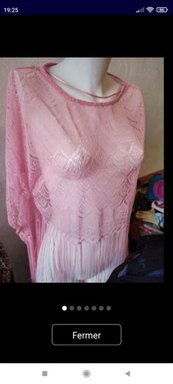 #kytietailleuniquefemme. Haut a frange taille unique