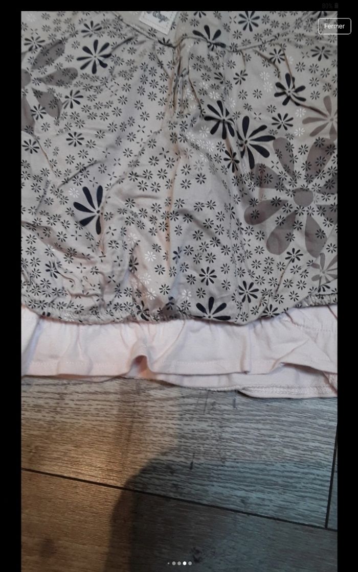 Ensemble pantalon velours marron et haut manche longue fleurie - photo numéro 9