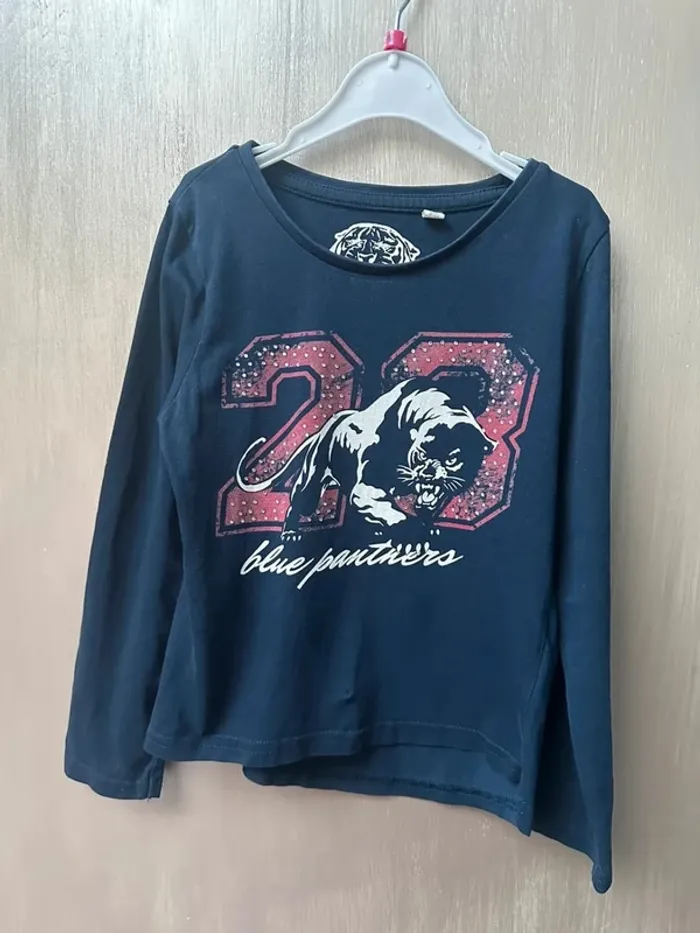 T-shirt manche longue bleu marine 6 ans - photo numéro 2