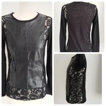 Joli pull noir avec dentelle Solange TU