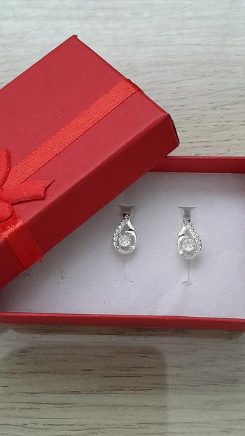 Boucles d'oreilles argent 925, gouttes avec zirconium, couleur argenté