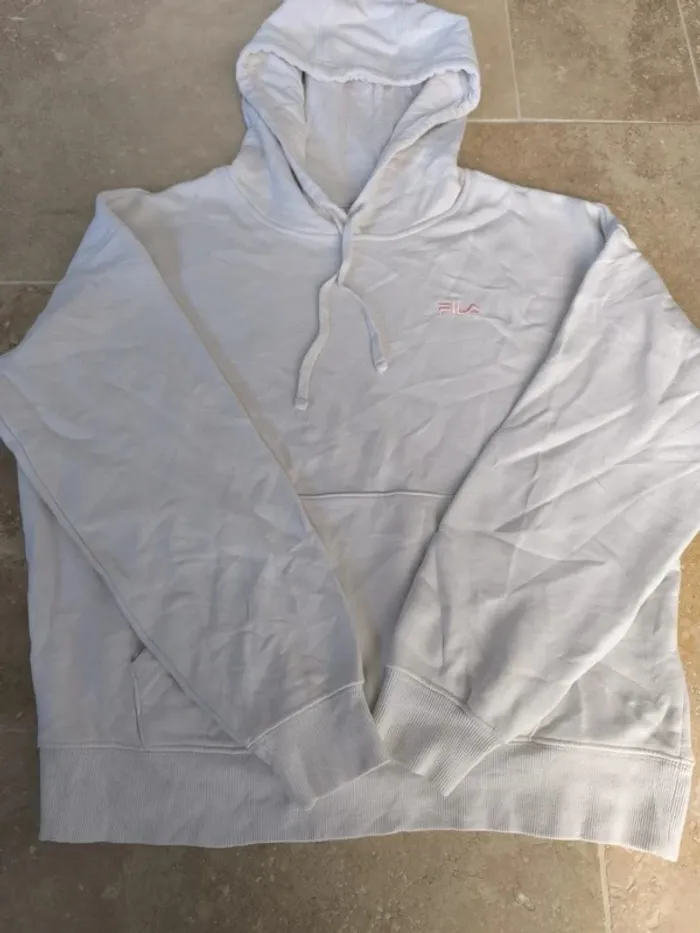 Sweat capuche unisexe L Fila rose avec logo brodé rose excellent état - photo numéro 14