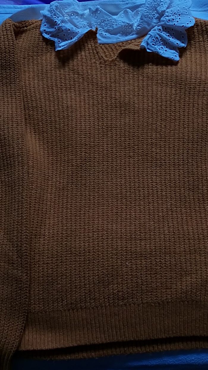 Pull col brodé filke